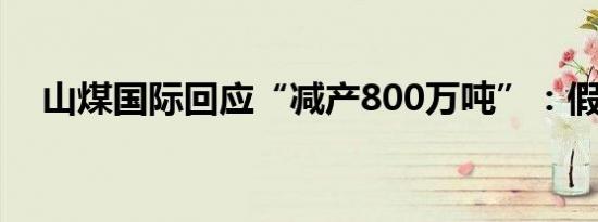 山煤国际回应“减产800万吨”：假消息