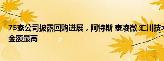 75家公司披露回购进展，阿特斯 泰凌微 汇川技术回购预案金额最高