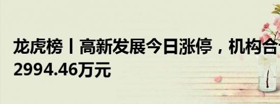 龙虎榜丨高新发展今日涨停，机构合计净买入2994.46万元