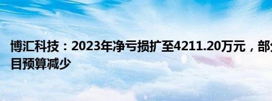 博汇科技：2023年净亏损扩至4211.20万元，部分客户及项目预算减少