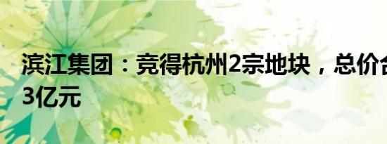 滨江集团：竞得杭州2宗地块，总价合计40.63亿元