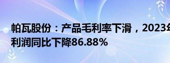 帕瓦股份：产品毛利率下滑，2023年归母净利润同比下降86.88%