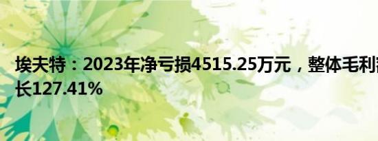 埃夫特：2023年净亏损4515.25万元，整体毛利额较上年增长127.41%