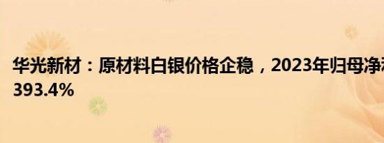 华光新材：原材料白银价格企稳，2023年归母净利润同比增393.4%