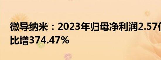 微导纳米：2023年归母净利润2.57亿元，同比增374.47%