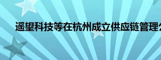 遥望科技等在杭州成立供应链管理公司