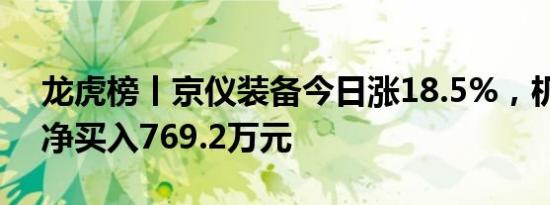 龙虎榜丨京仪装备今日涨18.5%，机构合计净买入769.2万元