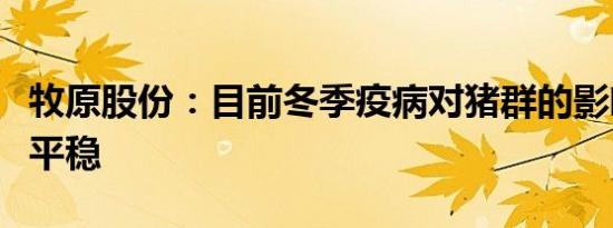 牧原股份：目前冬季疫病对猪群的影响已趋于平稳