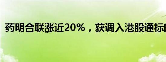 药明合联涨近20%，获调入港股通标的名单