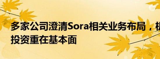 多家公司澄清Sora相关业务布局，机构称AI投资重在基本面