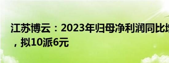 江苏博云：2023年归母净利润同比增1.69%，拟10派6元