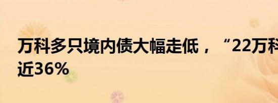 万科多只境内债大幅走低，“22万科06”跌近36%