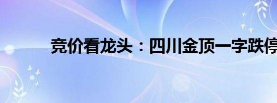 竞价看龙头：四川金顶一字跌停