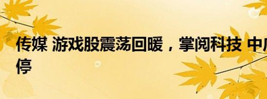 传媒 游戏股震荡回暖，掌阅科技 中广天择涨停