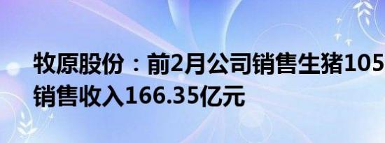 牧原股份：前2月公司销售生猪1054万头，销售收入166.35亿元