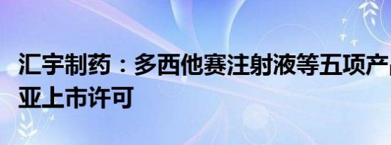 汇宇制药：多西他赛注射液等五项产品获利比亚上市许可