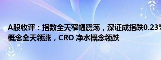 A股收评：指数全天窄幅震荡，深证成指跌0.23%，AI手机概念全天领涨，CRO 净水概念领跌