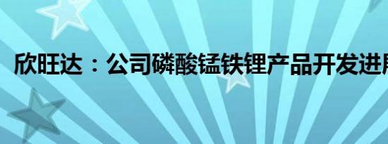 欣旺达：公司磷酸锰铁锂产品开发进展顺利