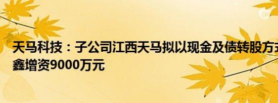 天马科技：子公司江西天马拟以现金及债转股方式向武宁融鑫增资9000万元