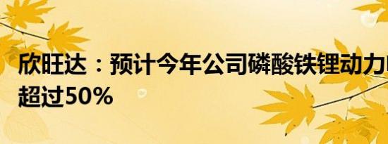 欣旺达：预计今年公司磷酸铁锂动力电池占比超过50%