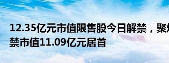 12.35亿元市值限售股今日解禁，聚灿光电解禁市值11.09亿元居首