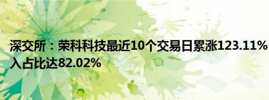 深交所：荣科科技最近10个交易日累涨123.11%，自然人买入占比达82.02%