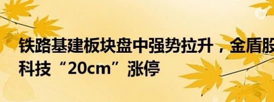 铁路基建板块盘中强势拉升，金盾股份 通业科技“20cm”涨停