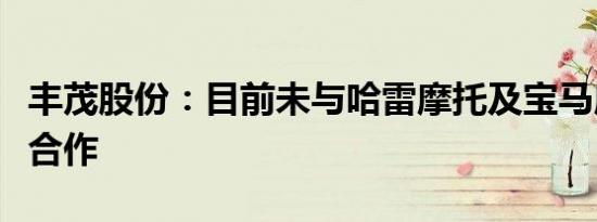 丰茂股份：目前未与哈雷摩托及宝马摩托厂商合作