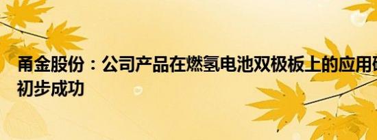 甬金股份：公司产品在燃氢电池双极板上的应用研发已取得初步成功