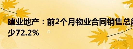 建业地产：前2个月物业合同销售总额同比减少72.2%