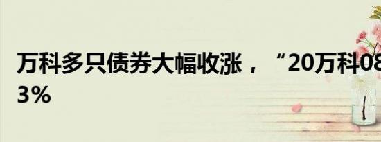 万科多只债券大幅收涨，“20万科08”涨超23%