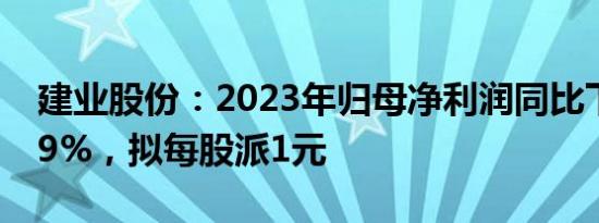 建业股份：2023年归母净利润同比下滑18.59%，拟每股派1元