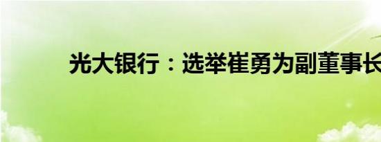 光大银行：选举崔勇为副董事长