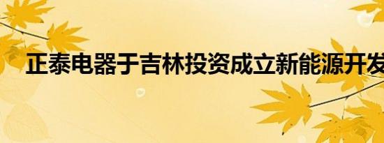 正泰电器于吉林投资成立新能源开发公司