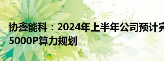 协鑫能科：2024年上半年公司预计完成30005000P算力规划