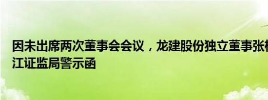 因未出席两次董事会会议，龙建股份独立董事张松滨收黑龙江证监局警示函