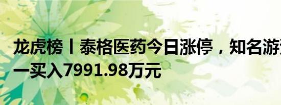 龙虎榜丨泰格医药今日涨停，知名游资作手新一买入7991.98万元