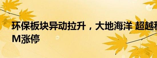 环保板块异动拉升，大地海洋 超越科技20CM涨停