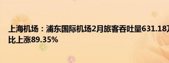 上海机场：浦东国际机场2月旅客吞吐量631.18万人次，同比上涨89.35%