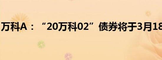 万科A：“20万科02”债券将于3月18日付息