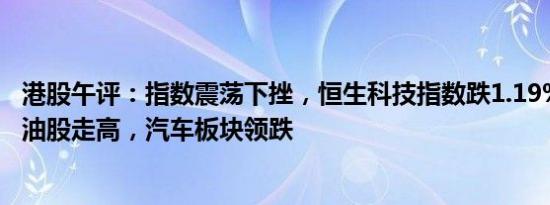 港股午评：指数震荡下挫，恒生科技指数跌1.19%，黄金 石油股走高，汽车板块领跌