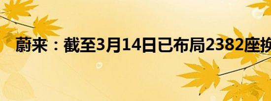 蔚来：截至3月14日已布局2382座换电站