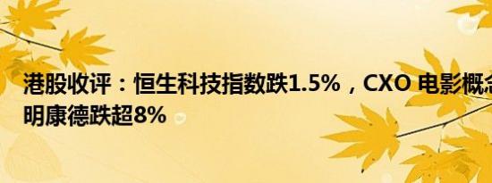 港股收评：恒生科技指数跌1.5%，CXO 电影概念领跌，药明康德跌超8%