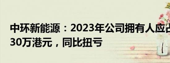 中环新能源：2023年公司拥有人应占溢利6630万港元，同比扭亏