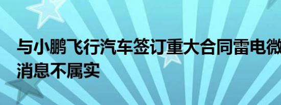 与小鹏飞行汽车签订重大合同雷电微力回应：消息不属实