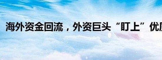 海外资金回流，外资巨头“盯上”优质个股