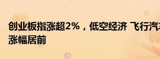 创业板指涨超2%，低空经济 飞行汽车概念股涨幅居前