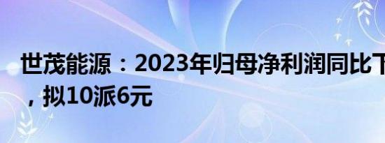 世茂能源：2023年归母净利润同比下降8.7%，拟10派6元