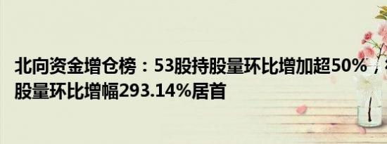 北向资金增仓榜：53股持股量环比增加超50%，德福科技持股量环比增幅293.14%居首