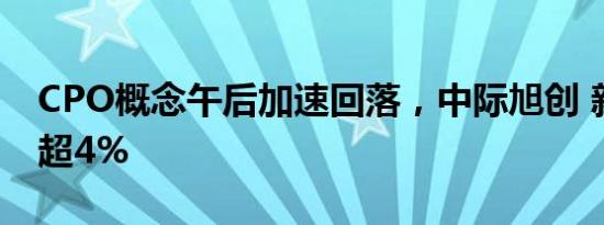 CPO概念午后加速回落，中际旭创 新易盛跌超4%